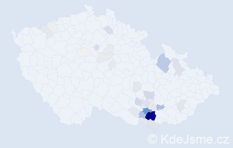 Příjmení: 'Vintrlík', počet výskytů 161 v celé ČR