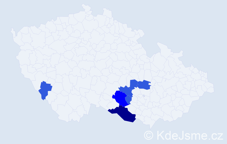 Příjmení: 'Plucek', počet výskytů 24 v celé ČR