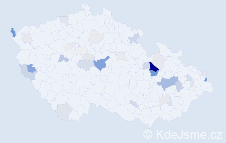 Příjmení: 'Pulkert', počet výskytů 88 v celé ČR