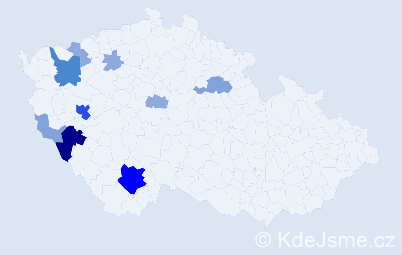 Příjmení: 'Taušek', počet výskytů 30 v celé ČR