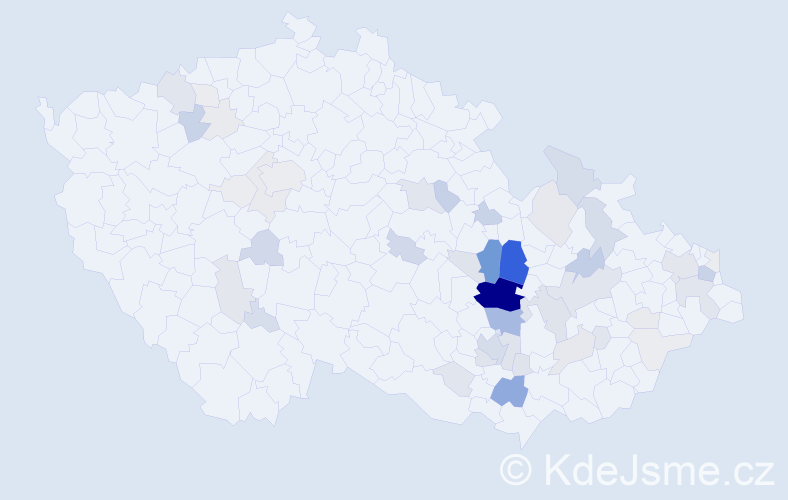 Příjmení: 'Kaderka', počet výskytů 229 v celé ČR