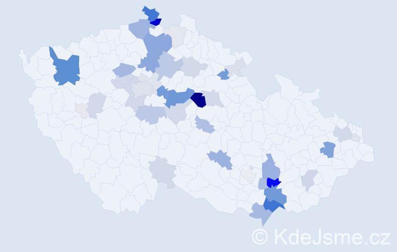 Příjmení: 'Hykšová', počet výskytů 128 v celé ČR