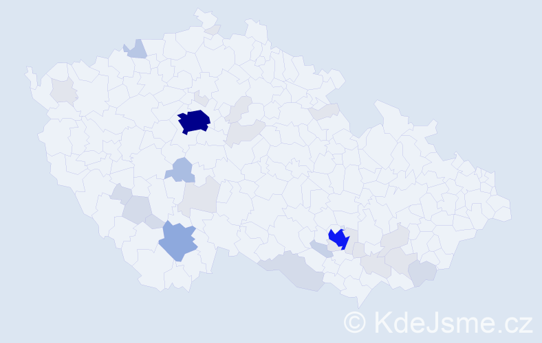 Příjmení: 'Fried', počet výskytů 102 v celé ČR
