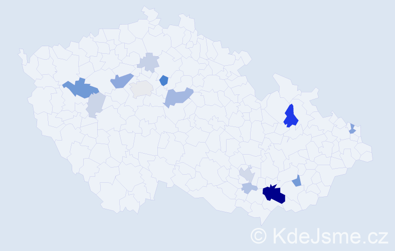 Příjmení: 'Klvaň', počet výskytů 47 v celé ČR
