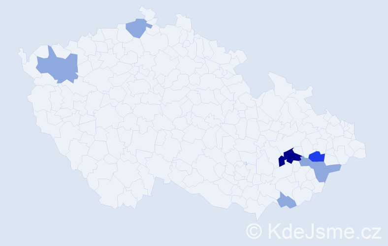 Příjmení: 'Dermíšková', počet výskytů 22 v celé ČR