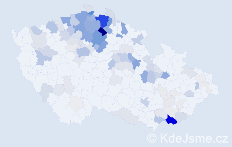 Příjmení: 'Hozáková', počet výskytů 358 v celé ČR