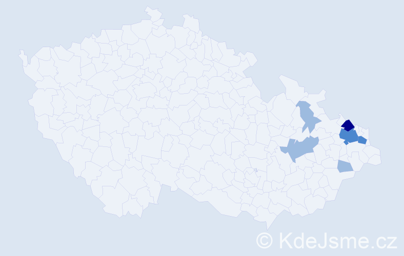 Příjmení: 'Kotterbová', počet výskytů 11 v celé ČR