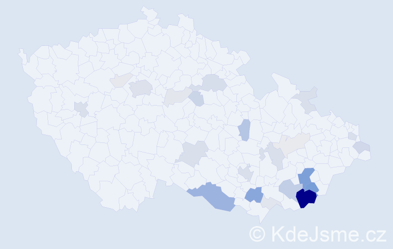 Příjmení: 'Pilka', počet výskytů 101 v celé ČR