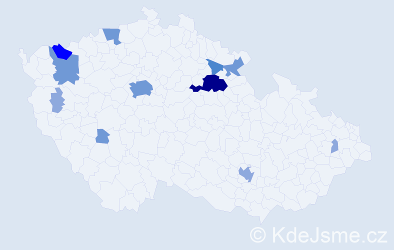 Příjmení: 'Pfaff', počet výskytů 26 v celé ČR