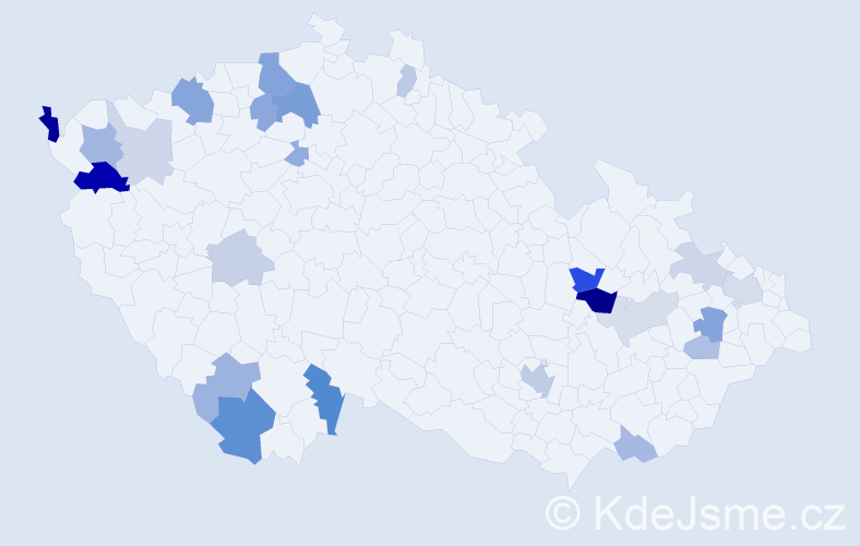 Příjmení: 'Kovačiková', počet výskytů 48 v celé ČR