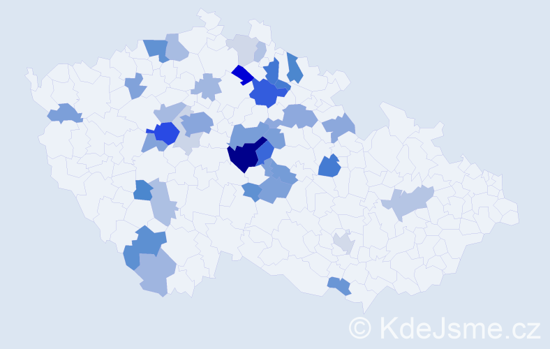 Příjmení: 'Machalická', počet výskytů 86 v celé ČR