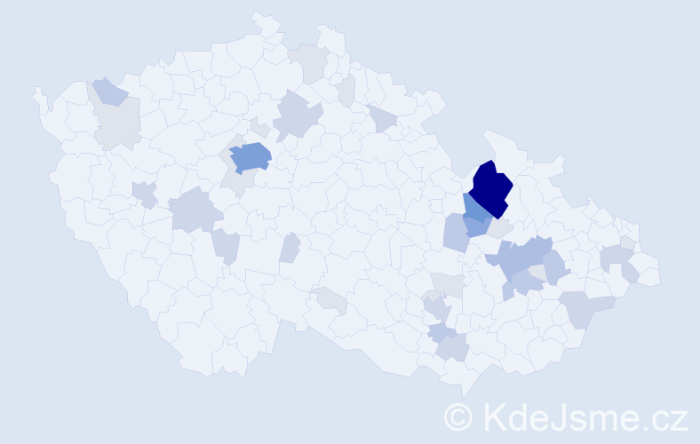 Příjmení: 'Baslerová', počet výskytů 102 v celé ČR