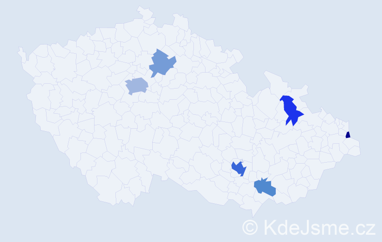 Příjmení: 'Krupár', počet výskytů 13 v celé ČR