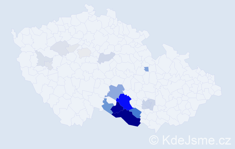 Příjmení: 'Krula', počet výskytů 105 v celé ČR