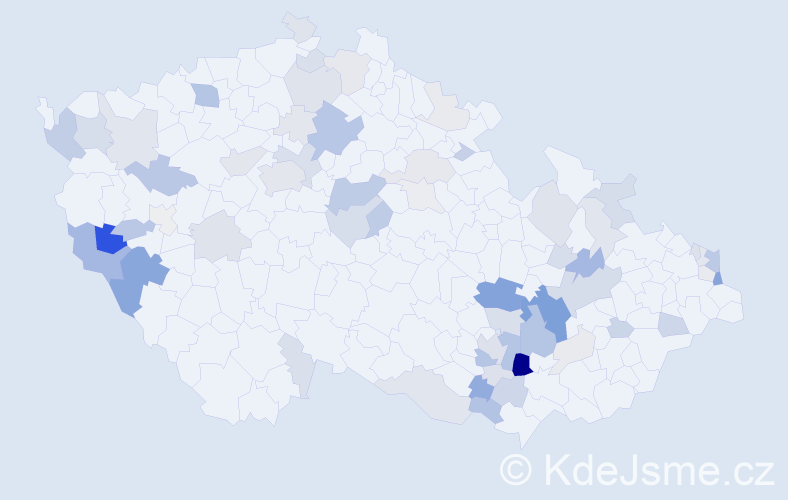 Příjmení: 'Piták', počet výskytů 203 v celé ČR