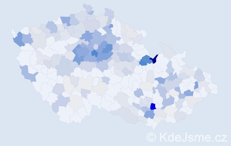 Příjmení: 'Borovička', počet výskytů 863 v celé ČR