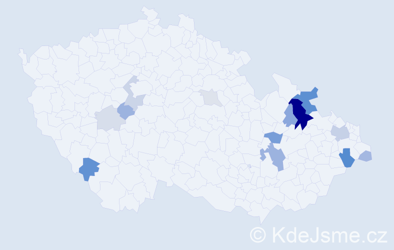 Příjmení: 'Chovančáková', počet výskytů 39 v celé ČR