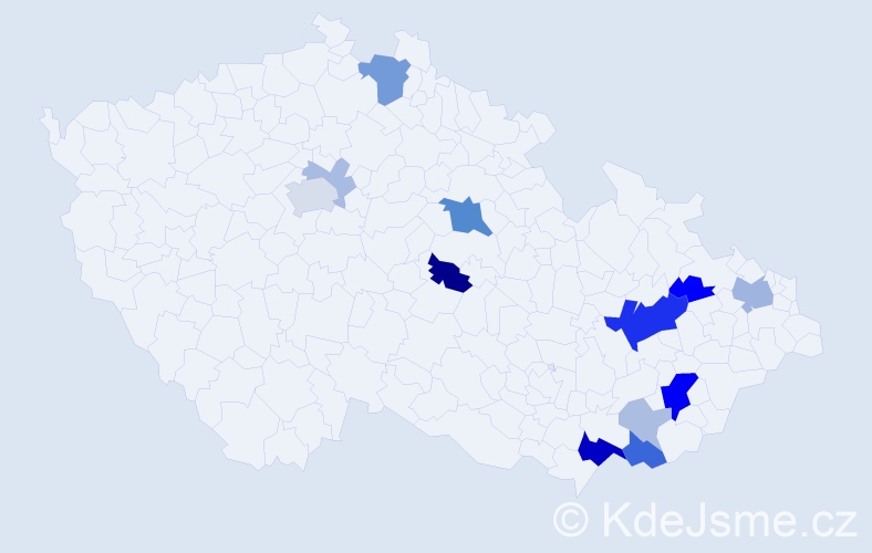 Příjmení: 'Kolmašová', počet výskytů 38 v celé ČR