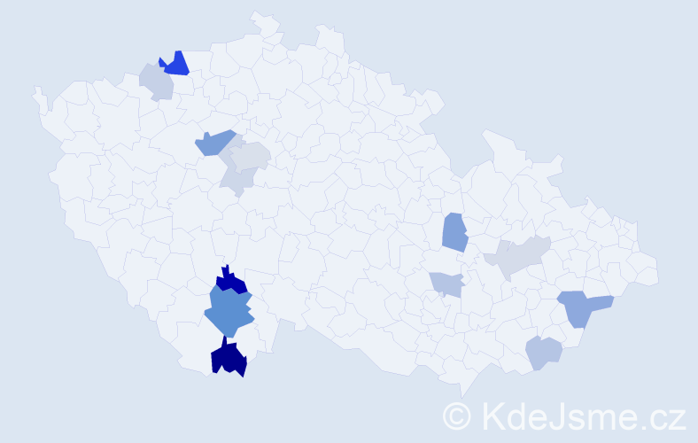 Příjmení: 'Berec', počet výskytů 33 v celé ČR