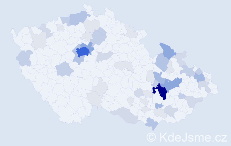 Příjmení: 'Kalabisová', počet výskytů 170 v celé ČR