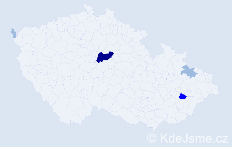 Příjmení: 'Dudlák', počet výskytů 9 v celé ČR