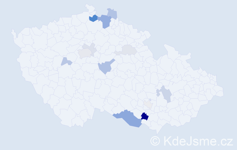 Příjmení: 'Dřevínek', počet výskytů 33 v celé ČR