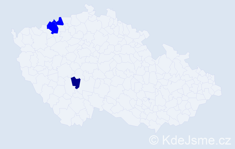 Příjmení: 'Merk', počet výskytů 4 v celé ČR