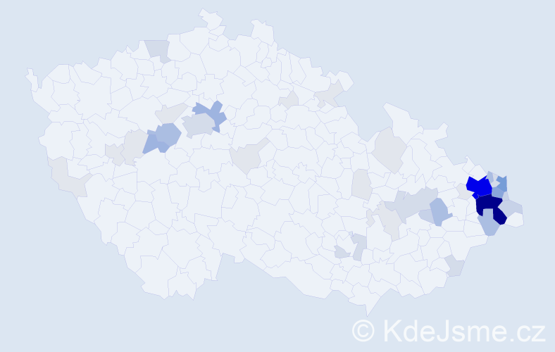 Příjmení: 'Damek', počet výskytů 149 v celé ČR
