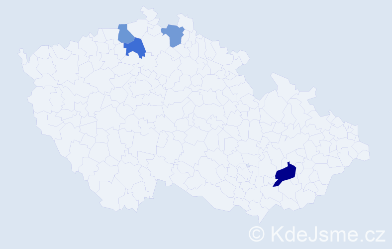 Příjmení: 'Lineková', počet výskytů 5 v celé ČR