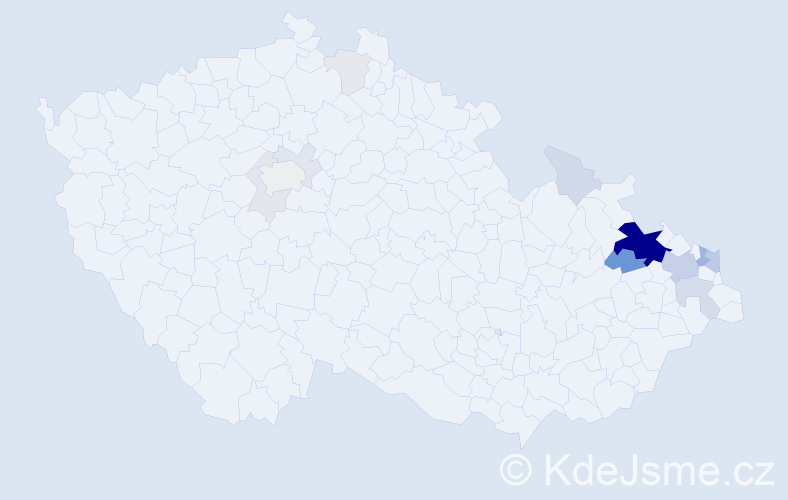 Příjmení: 'Hynar', počet výskytů 56 v celé ČR