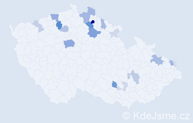 Příjmení: 'Adamičková', počet výskytů 70 v celé ČR