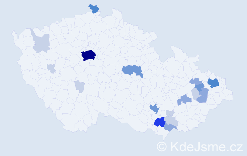 Příjmení: 'Frídl', počet výskytů 60 v celé ČR
