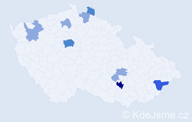Příjmení: 'Samotná', počet výskytů 18 v celé ČR