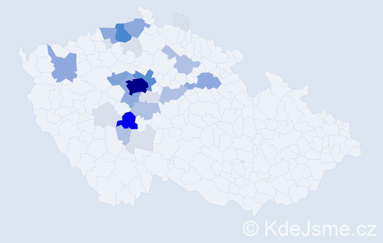 Příjmení: 'Kváča', počet výskytů 110 v celé ČR