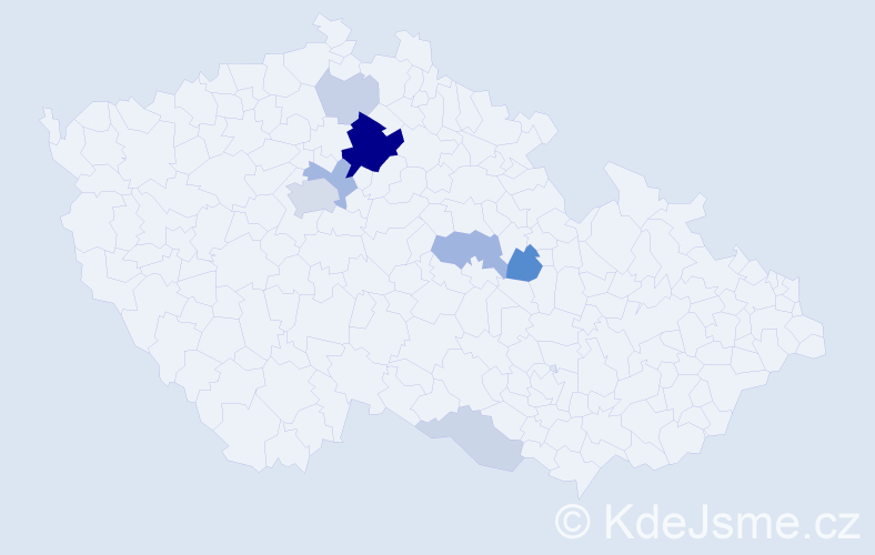 Příjmení: 'Tojšl', počet výskytů 28 v celé ČR