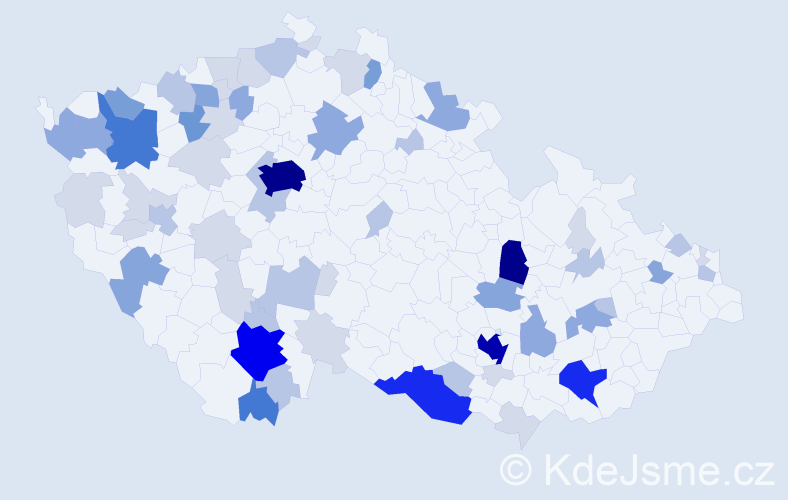 Příjmení: 'Ertl', počet výskytů 205 v celé ČR