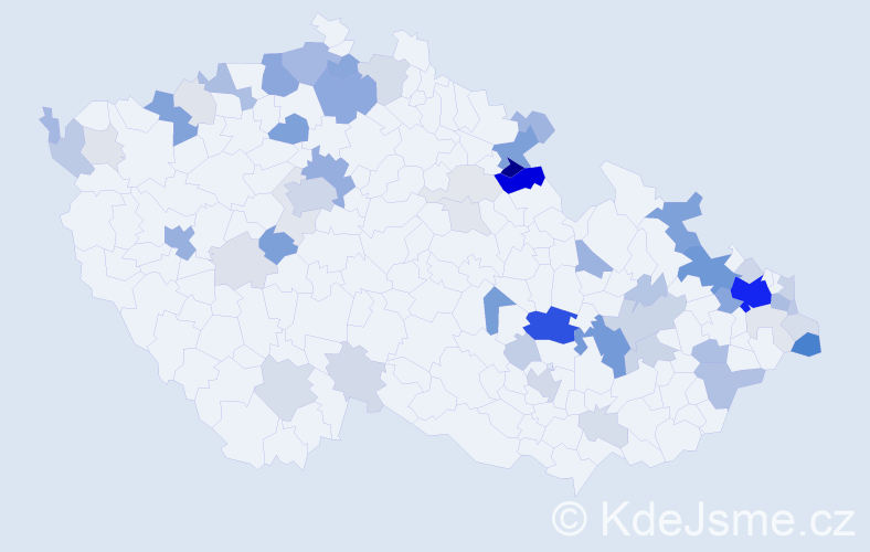 Příjmení: 'Komár', počet výskytů 217 v celé ČR