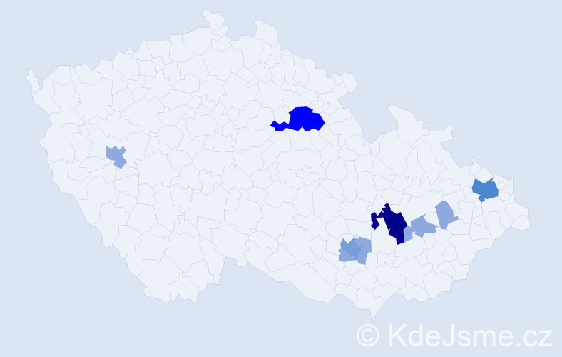 Příjmení: 'Čépe', počet výskytů 21 v celé ČR