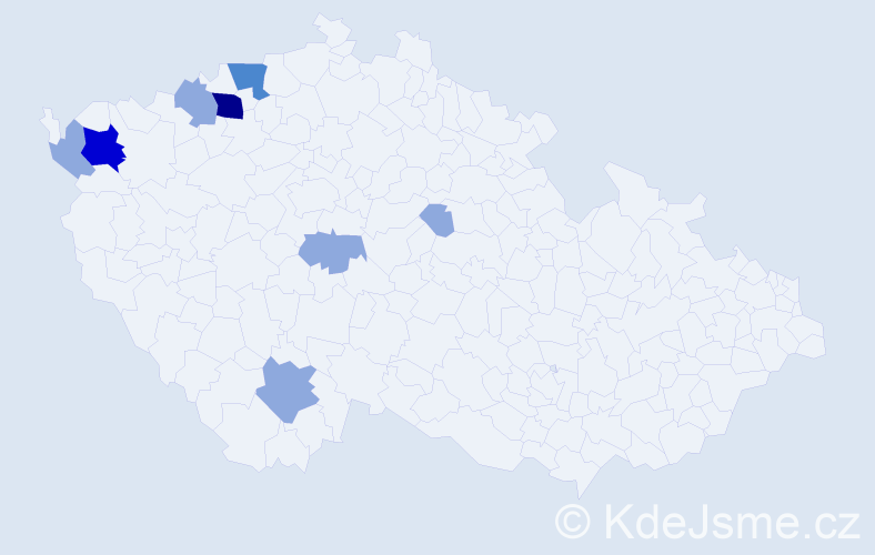 Příjmení: 'Kökeny', počet výskytů 24 v celé ČR