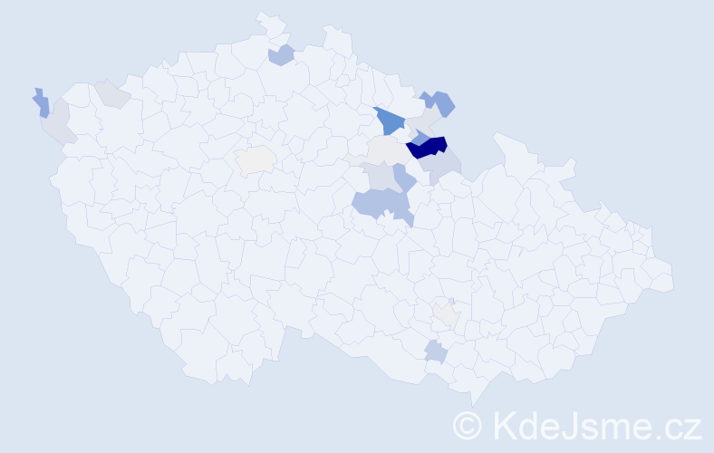 Příjmení: 'Prázová', počet výskytů 63 v celé ČR