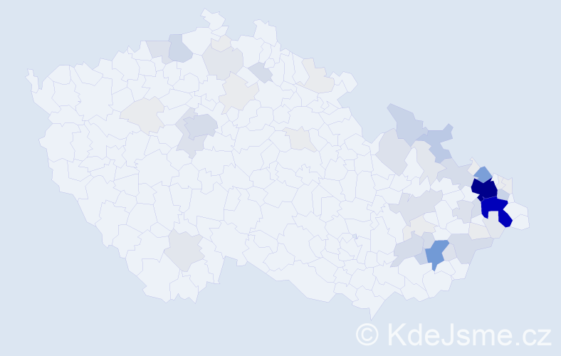 Příjmení: 'Řeha', počet výskytů 282 v celé ČR