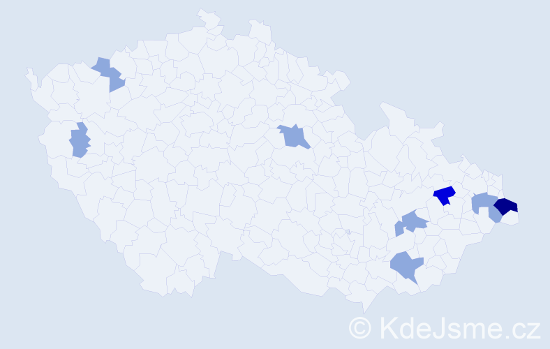 Příjmení: 'Sumega', počet výskytů 19 v celé ČR