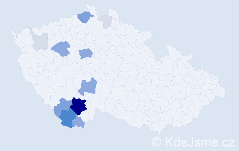 Příjmení: 'Miesbauer', počet výskytů 52 v celé ČR