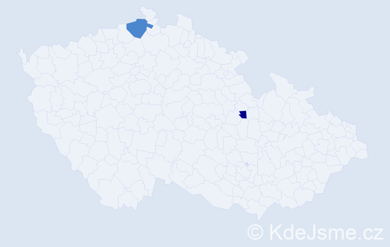 Příjmení: 'Tojmar', počet výskytů 13 v celé ČR