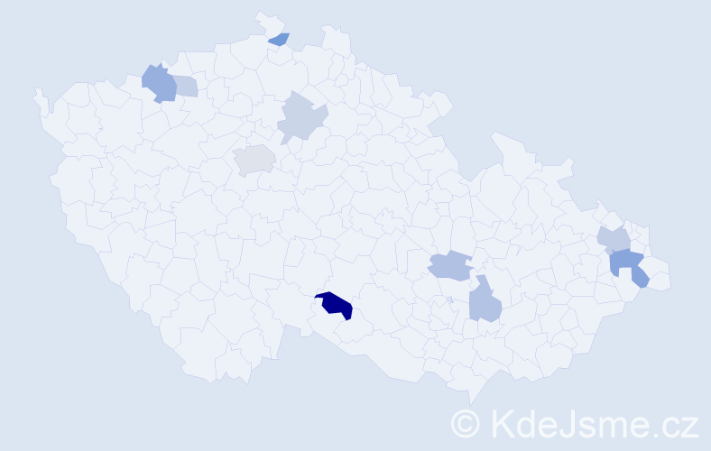 Příjmení: 'Krolák', počet výskytů 19 v celé ČR