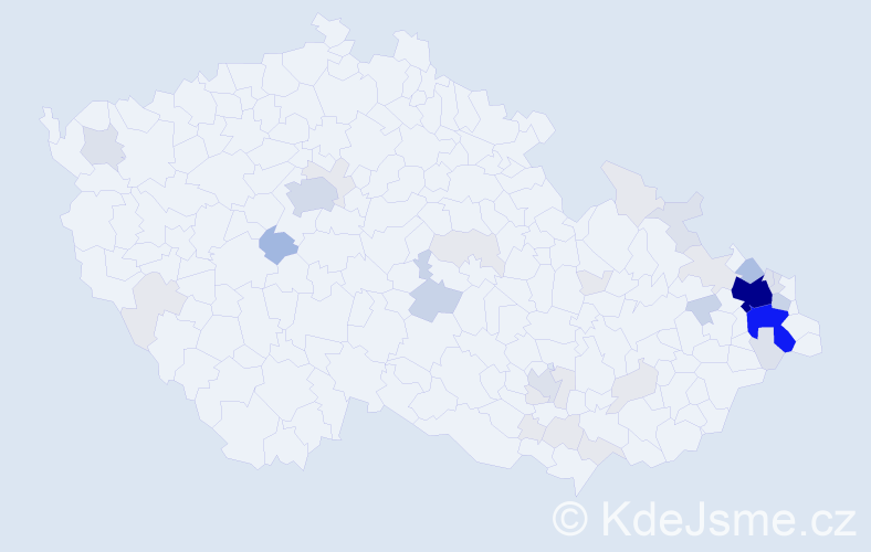 Příjmení: 'Hranická', počet výskytů 140 v celé ČR