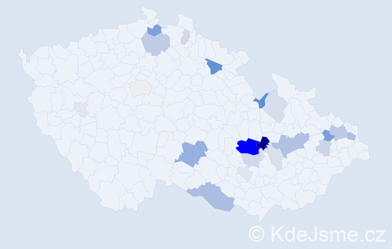 Příjmení: 'Roupová', počet výskytů 53 v celé ČR