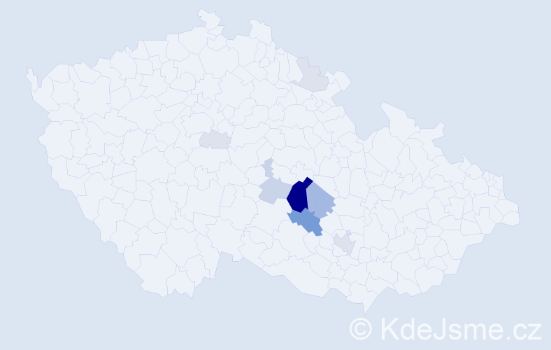 Příjmení: 'Kabrda', počet výskytů 47 v celé ČR