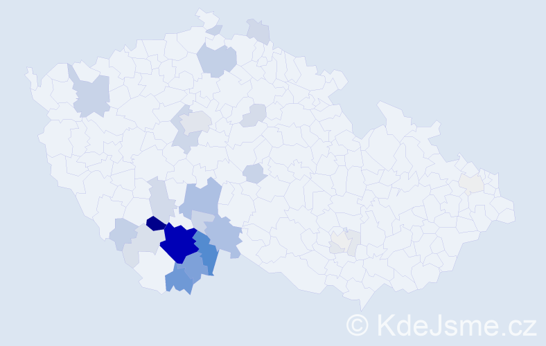 Příjmení: 'Chrt', počet výskytů 129 v celé ČR