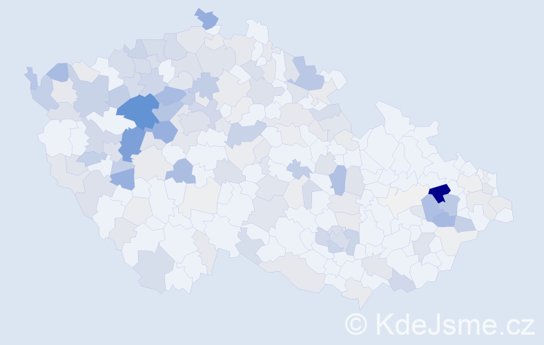 Příjmení: 'Lev', počet výskytů 609 v celé ČR